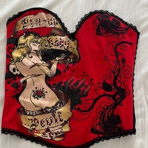 Red Pin-Up Corset Top